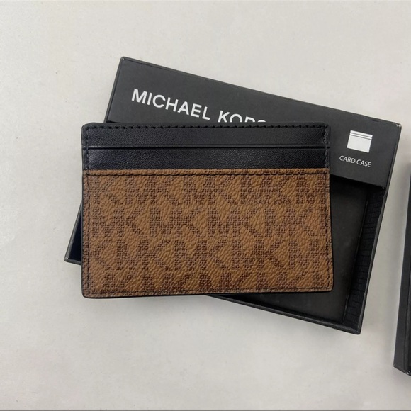 Michael Kors Men’s Hudson Logo Stripe Leather Tall Card Case Wallet NEW - Picture 4 of 4